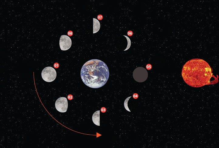 Schéma des phases de la Lune